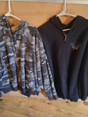 Faded Glory Gray Camo Sherpa-Lined Zip Hoodie